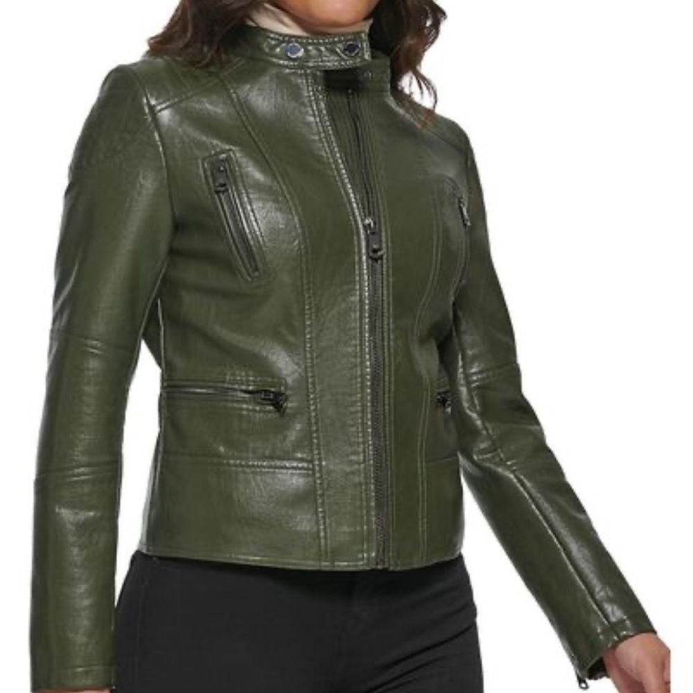 Kenneth Cole New York Black Genuine Leather Jacket XS Moto-Style Jacket - Picture 5 of 5